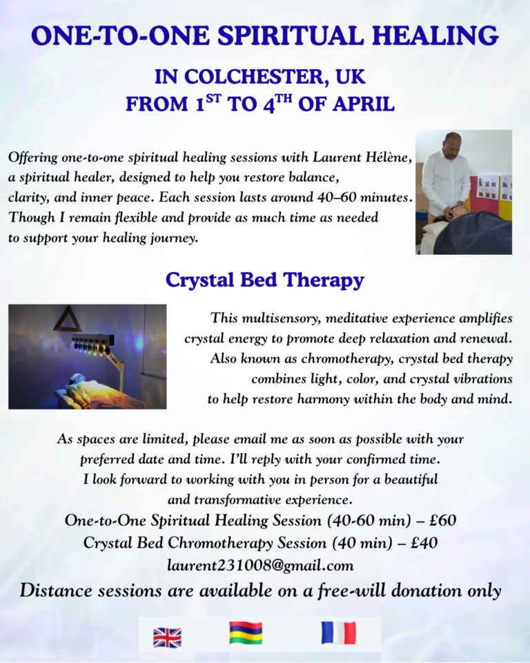 One-to-One spiritual healing in Colchester, UK